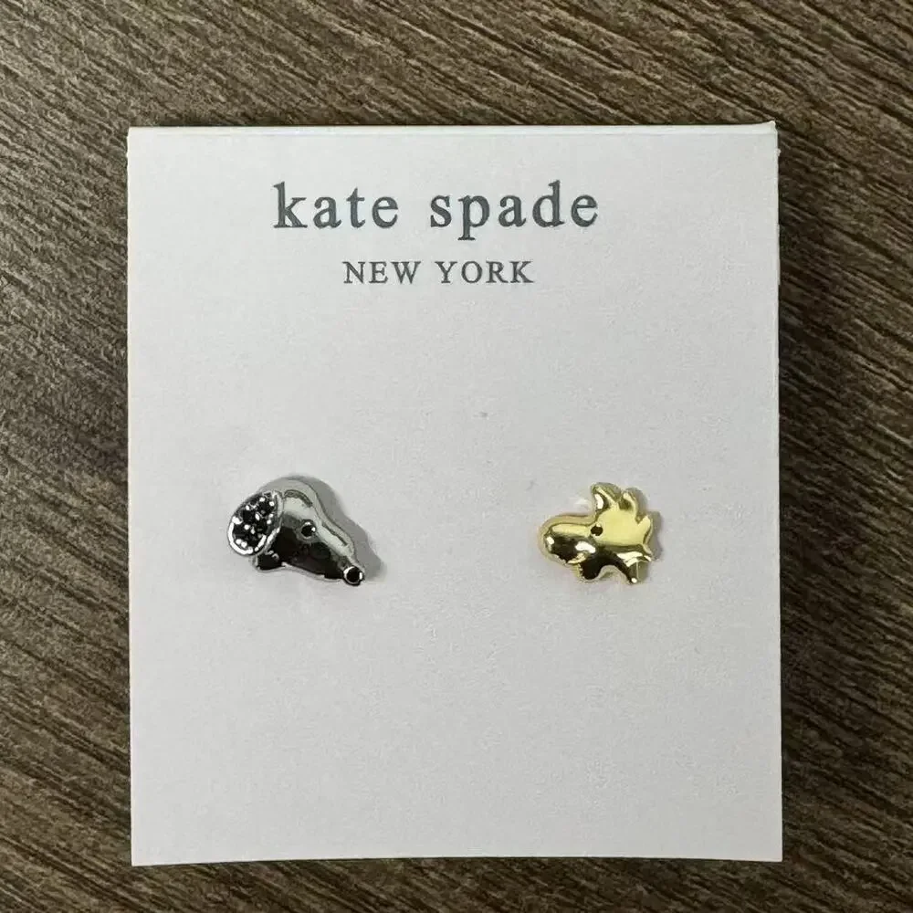 Kate Spade New York Mismatched Silver Gold Scottie Dog Stud Earrings